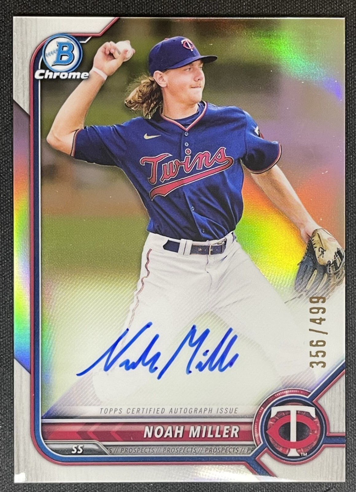 Noah Miller - 2022 Bowman Chrome #CPA-NM - 1st Prospect REFRACTOR AUTO - SP /499