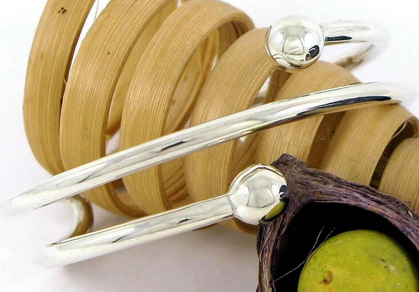 Solid Sterling Silver 925 Spiral Cuff Bracelet 27… - image 7