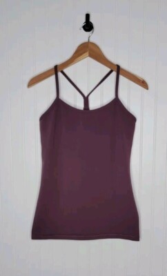 Lululemon Power Y Tank Top Women's Size 10 Purple Bulit In Bra