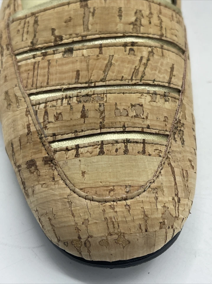 Zapatos sin cordones Magdesians CA madera de corcho planos con incrustación dorada para mujer 11N hechos en EE. UU. Foto 2 de 4