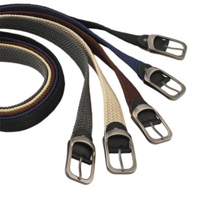 Men's 3.3cm Wide Solid Color Stretchy Woven Canvas Alloy Pin Buckle Jeans Belt