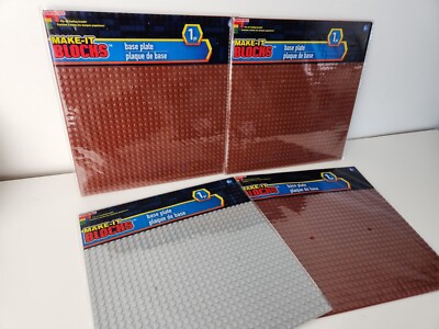 4 Make-it Blocks Base Plates 10'' Squares Gray Brown Fits All Leading Brands NIP