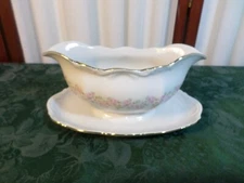Beautiful Vintage Mitterteich Bavaria Lady Beatrice Floral Attached Gravy Boat