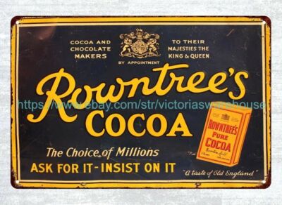 home decor and accessories Rowntree's Cocoa metal tin sign