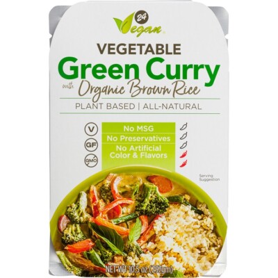24 Vegan Vegetable Green Curry with Organic Brown Rice - 100% Vegan, Non - GMO