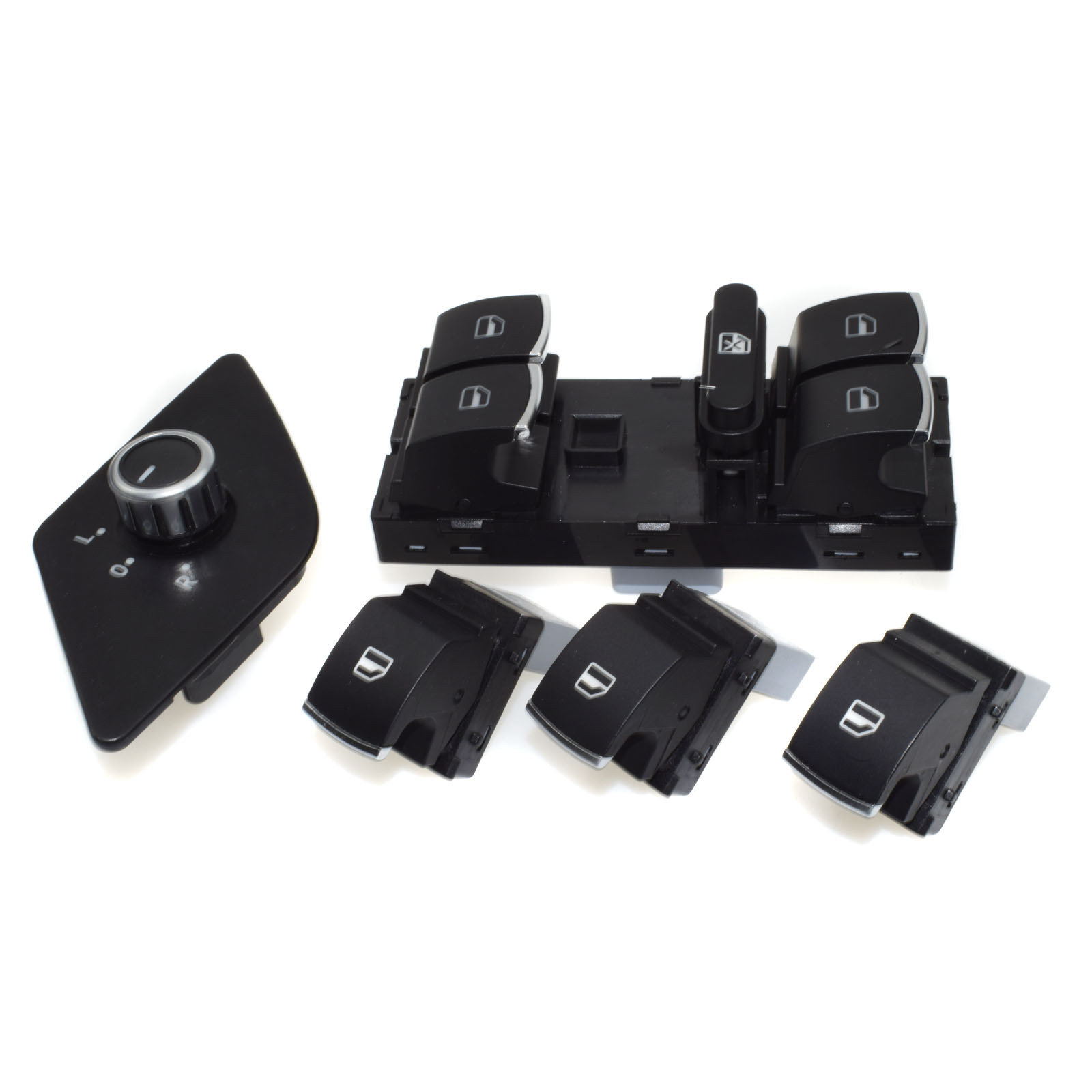 New Set Chrome Electric Side Mirror Power Window Switches For MK6 Vento