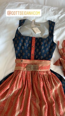 Gottseidank Dirdndl Azurblume Stretch mit Schürze Flammlilie, Gr. 34
