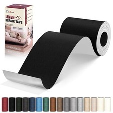 Linen Repair Tape 4x79 inch, Self Adhesive Fabric Black Grey