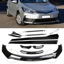 For Toyota Corolla Hat Front Bumper Lip Spoiler Splitter Body Kit+Side Skirt