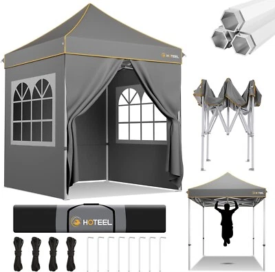 Hoteel Pop up Faltpavillon 2mx2m Wasserdicht Gartenpavillon mit 4 Seitenwänden