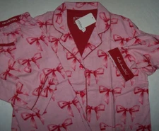 NWT PJ Salvage WARM Candy Pink Bows HELLO BEAUTIFUL Cotton Flannel Pajama Set XL