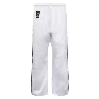 Playwell Weiß / 2 Schwarze Streifen Voll Kontakt Hose Unterteil Hose Kickboxen