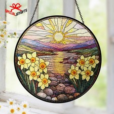 Daffodil Flower Stained Glass Suncatcher, Birth Month Flower Window Hanging