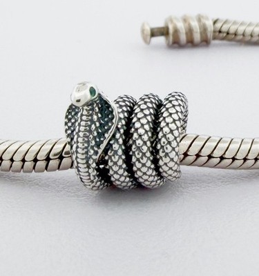 Schlange Charm Perle gewickelt Tier echt 925 Sterling Silber  