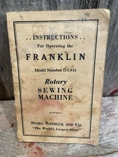 FRANKLIN ROTARY SEWING MACHINE" INSTRUCTION BOOKLET (35 PAGES, NICE)