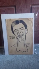 ANTIQUE 1935 MILTON BERLE ILLUSTRATION PORTRAIT DRAWING CARICATURE BERT FREEMAN