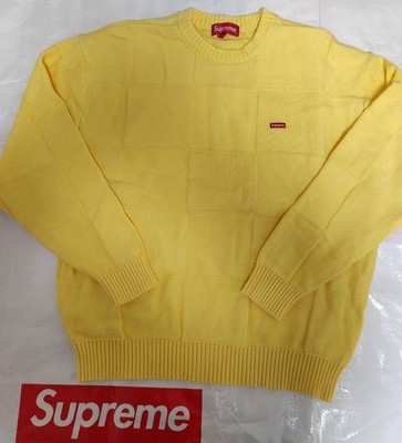 Supreme tonal checkerboard small box sweater yellow SIZE MEDIUM SS21SK18