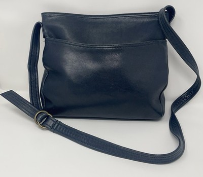 Vintage Black Leather ALBI Crossbody/Shoulder Purse Bag