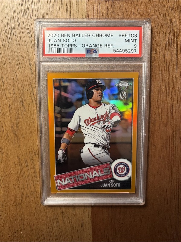 ‘20 Topps Ben Baller Chrome 1985 Topps Juan Soto#85TC3 Orange Refractor /25 PSA9