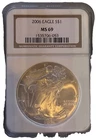 2006 $1 American Silver Eagle NGC MS69 Brown Label