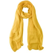 Summer Cotton Blend Crinkle Lightweight Soft Scarf Shawl Wrap 65 Yellow a