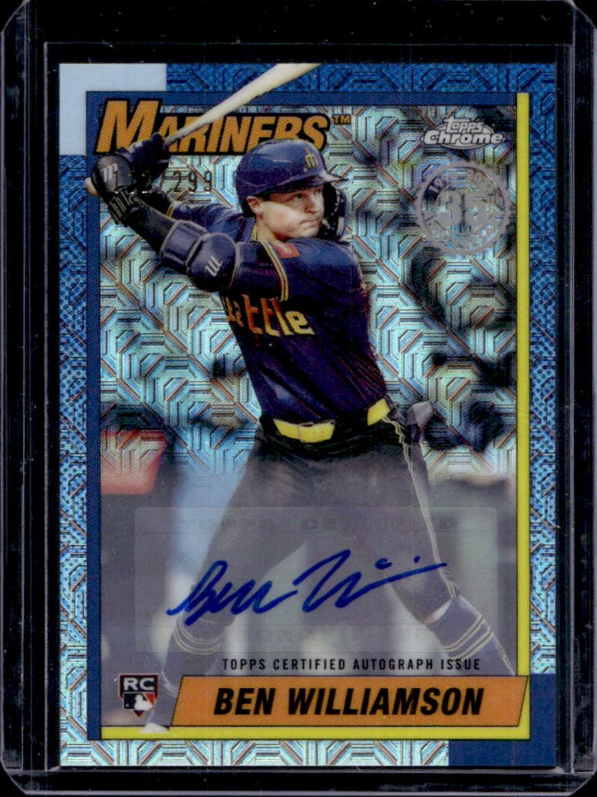 2025 Topps Update Ben Williamson Silver Pack 1990 Chrome Auto RC #/299 Mariners