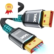16K Displayport Cable 2.1, [VESA Certified] DP 2.0 16FT-5M, 16K-16feet 