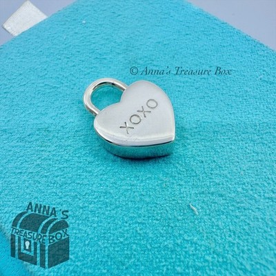 Tiffany & Co. 925 Silver XOXO Heart Padlock Lock Charm Pendant