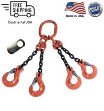 3/8" G100 Chain Sling 4-Leg 8 ft. Clevis Sling Hook w/Latch QOS Made in USA