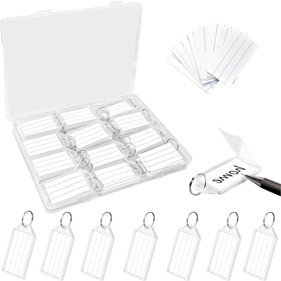 Qingmeng Schlüsselanhänger Beschriftbar Set mit 30 Etiketten Schlüsselringe Schl