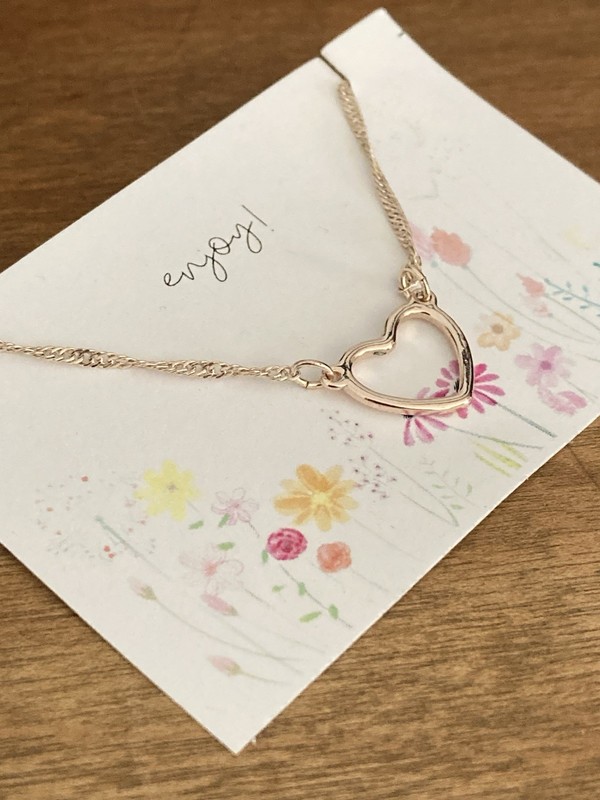 LC Lauren Conrad Rose-gold Tone Open Heart Charm Pendant Rope Necklace 18in