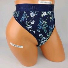 LANE BRYANT CACIQUE PLUS 22/24 COTTON THONG WIDE BAND PANTY NAVY BLUE FLORAL