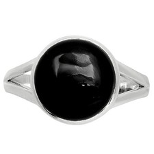 Natural Black Onyx - Brazil 925 Sterling Silver Ring s.8 Jewelry R-1005