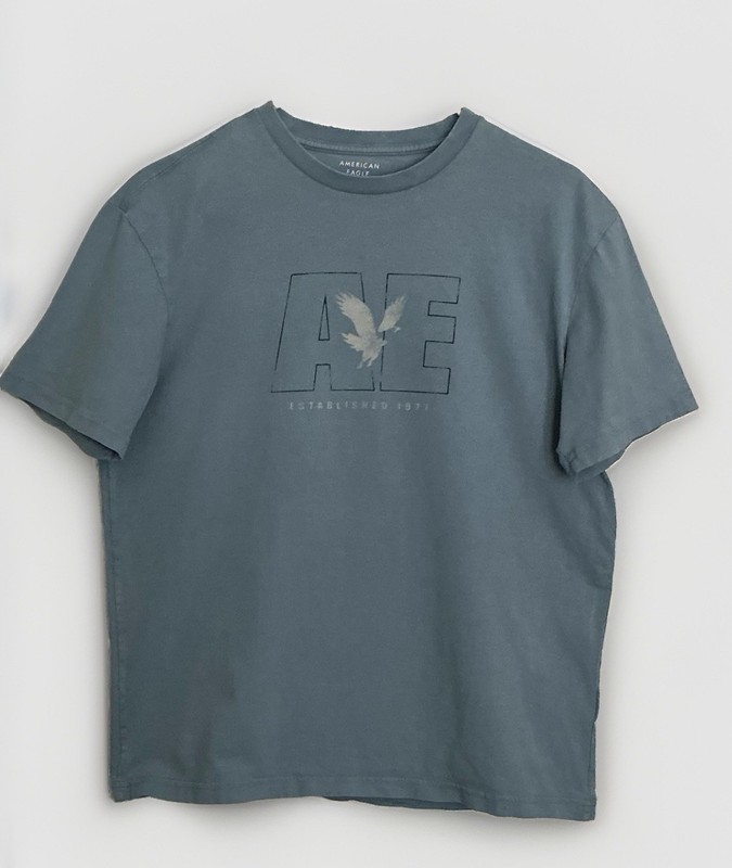 AMERICAN EAGLE-Super Soft-Sz.M-Men’s T-Shirt-Standard Fit-Blue w/White-Short Slv