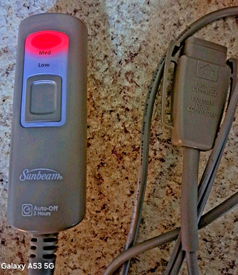 Sunbeam T85B Electric Blanket Throw Heat Controller 3-Pin Cord Replacement OEM