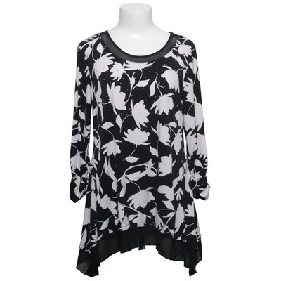 Style & Co, Tunika, Größe: M, Schwarz/Weiß, Elasthan/Polyamid/Polyester #QZC