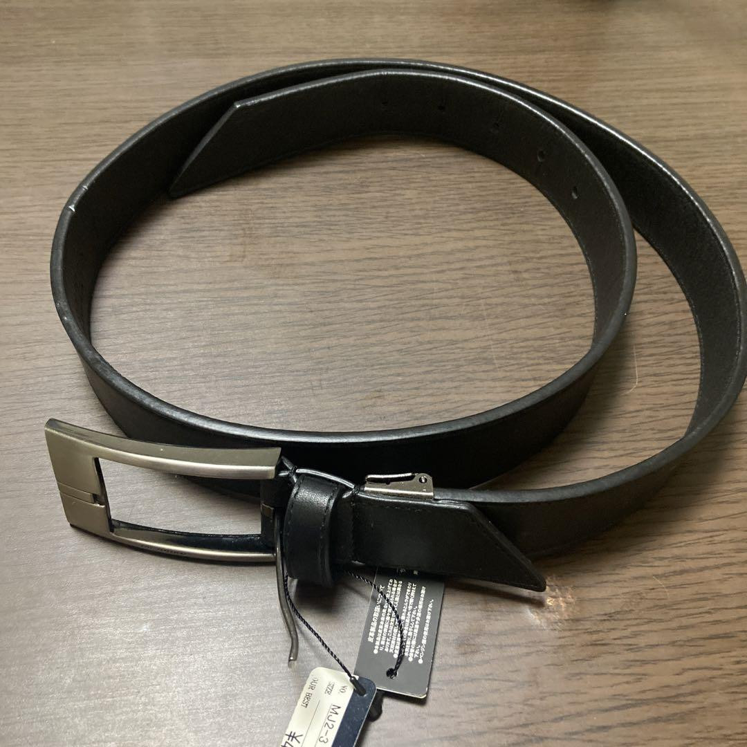 Mr. Junko Stylish Durable Black Leather Belt with Metal Buckle