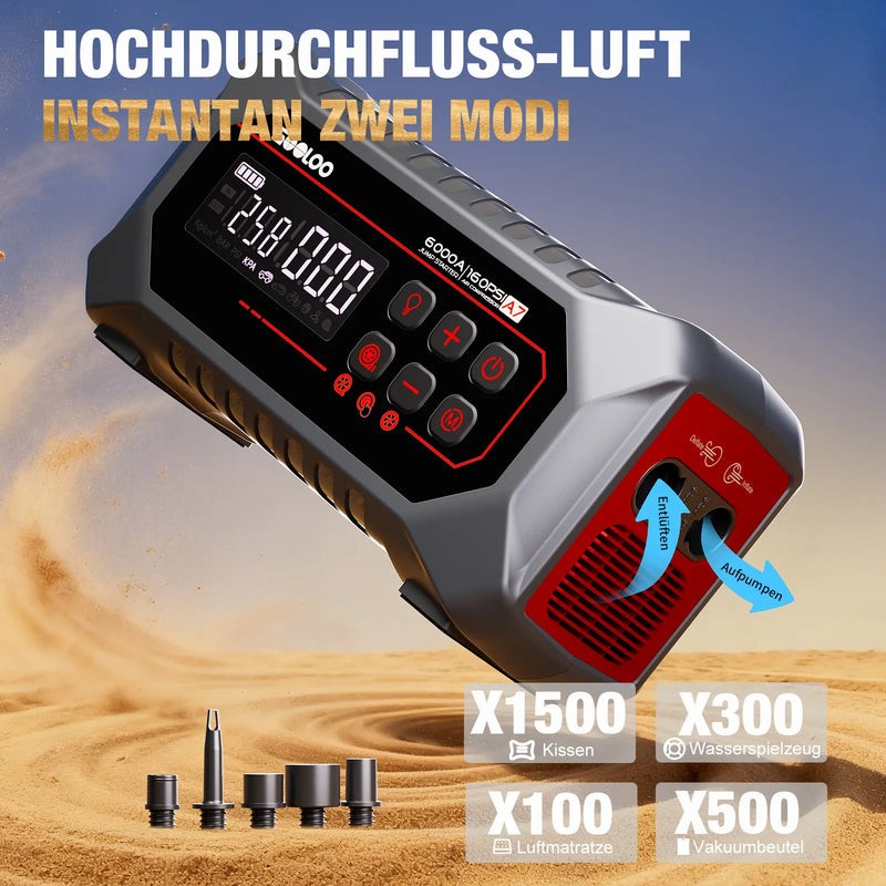 GOOLOO A7 Avviamento 6000A Supersafe Jump Starter 12V Booster con Riempitore Pneumatici foto 4