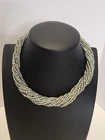 New ListingVintage Miriam Haskell Gray Silver Bead Multi-strand Adjustable Necklace Signed