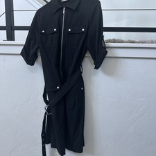 Michael Kors Core of Kors Belted Multi Pocket Zipper Dress Black Small