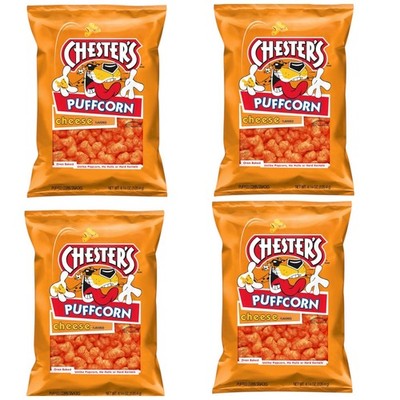 4 Pack Chester's Puffcorn Cheese Flavored Oven Baked Corn Puffs 4.25 oz