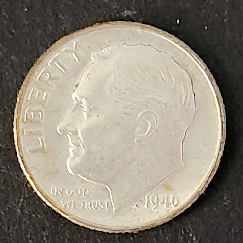 1946-P Roosevelt Dime 90% Silver 10c US Coin Phila. Mint Circulated Low Shipping