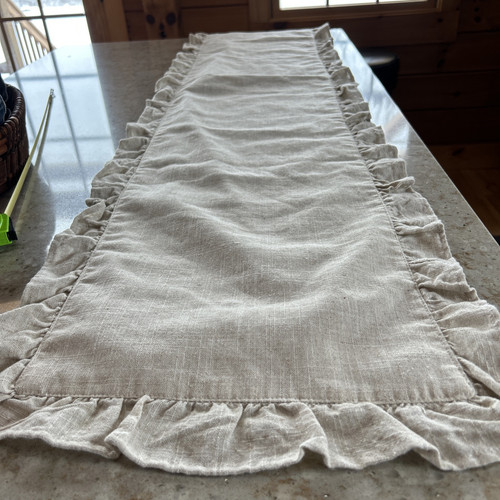 Linen Table Runner Beige Farmhouse Cottagecore Coastal 16” x 76” - Picture 1 of 7