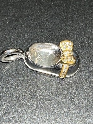 18 K Gold Quality Diamonds Aaron Basha Bow Ballet Shoe Charm  Handmade In Italy