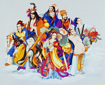 The Eight Immortals Cross Stitch Pattern Pinn LE-37W Chinese Mythology