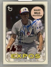 Maury Wills 2019 TOPPS Archives 50th Anniversary Expos Auto Red Foil 06/10