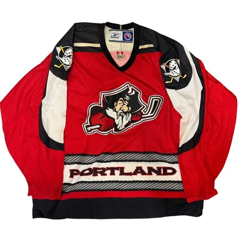 Reebok AHL Portland Pirates Hockey Jersey Mens XXL Red Mighty Ducks Affiliate