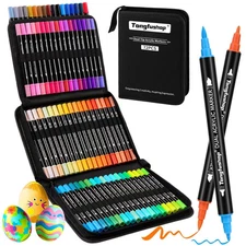 72 Colors Acrylic Paint Markers, Dual Tip Acrylic Paint Pens with Brush Tip & Fi