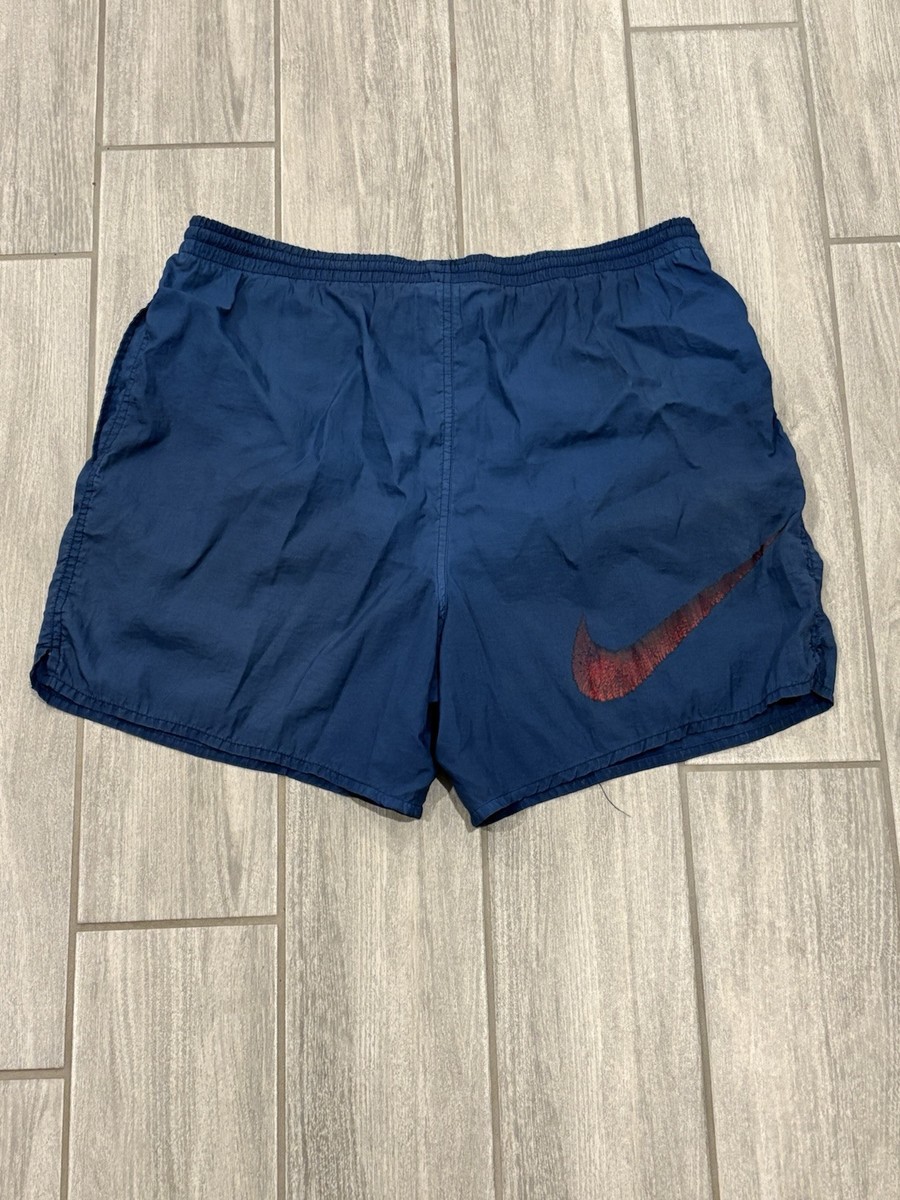 Vintage 90s Nike White Tag Big Swoosh Nylon Shorts Sz Large | eBay