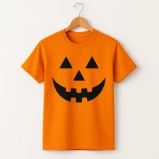 Adult Jack-O-Lantern Halloween T-Shirt in Orange - Adult Small to 2XL